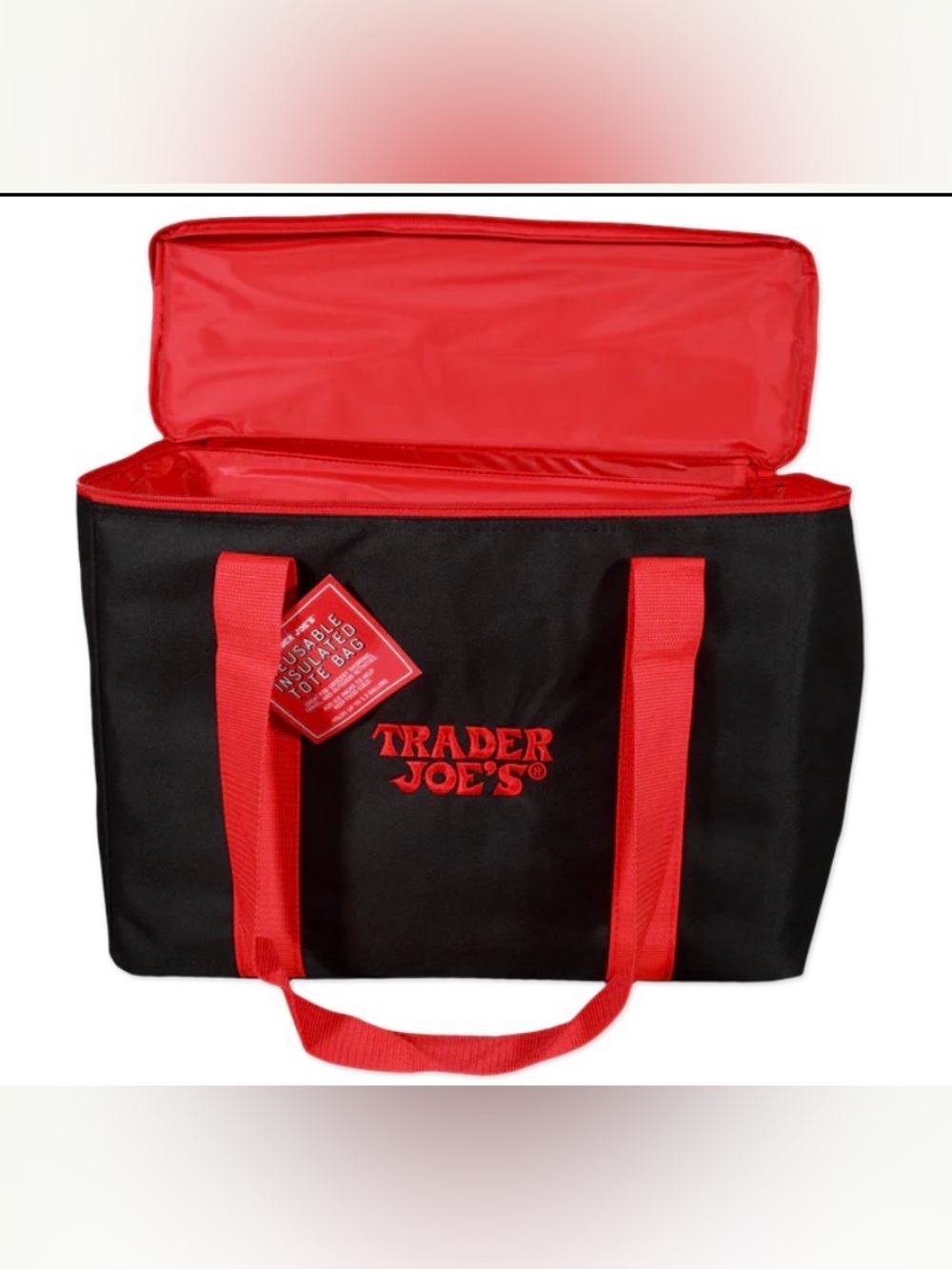 NWT Trader Joe’s Red & Black Reusable Insulated Tote Bag